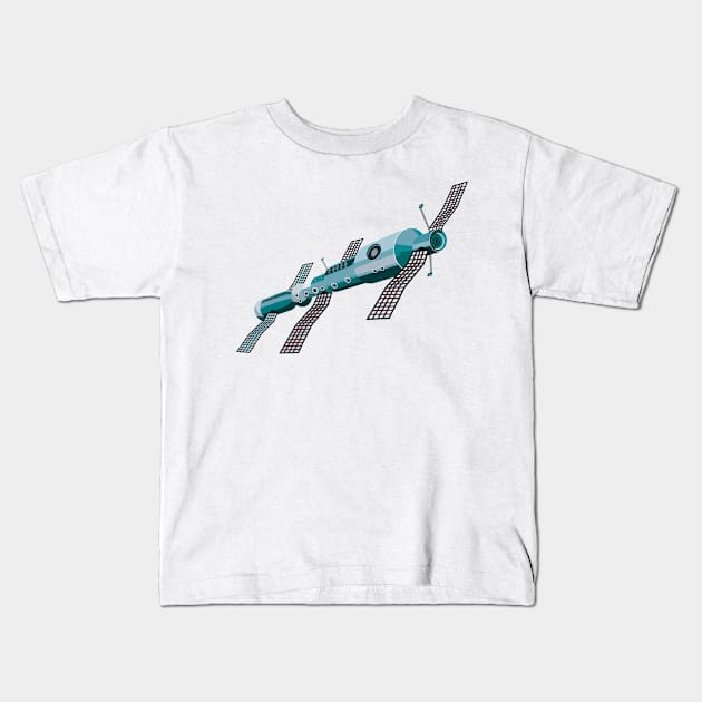 Vintage Soviet  Space Station Retro Kids T-Shirt by retrovectors